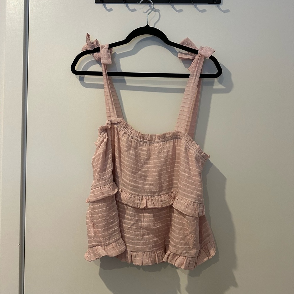 Pink Ruffled Sleeveless Top